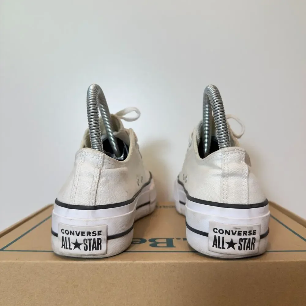 Converse Chuck Taylor All Star Womens 6 Low Top Platform White Canvas Sneakers